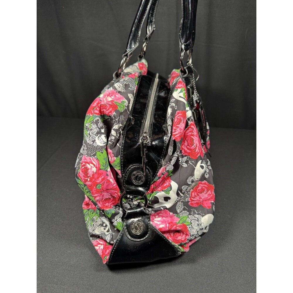 Y2K Betsey Johnson Betseyville Bag Skull Roses Studded Pink Whimsy Goth - Picture 5 of 10